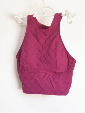 Lululemon Diamond Grid Swim Top Magenta Purple C/D Cup Longline Bikini Sz 2